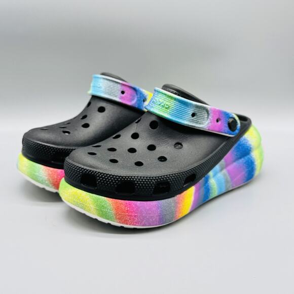 Crocs Shoes Womens 7 Platform Rainbow Tie Dye Classic Bae Clog Foam Slip On - Picture 4 of 12